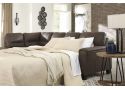 3 Seater Pull Out Queen Size Faux Leather L-Shaped Sofa Bed with Chaise in Chestnut - Nankin